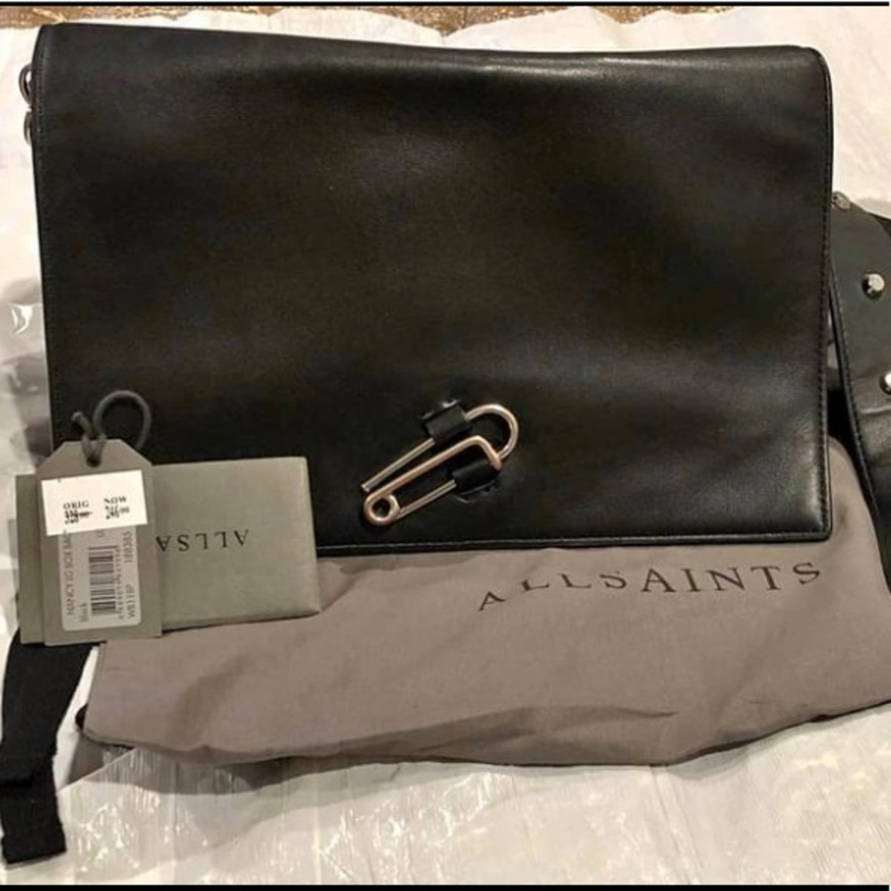 Allsaints black genuine leather crossbody
